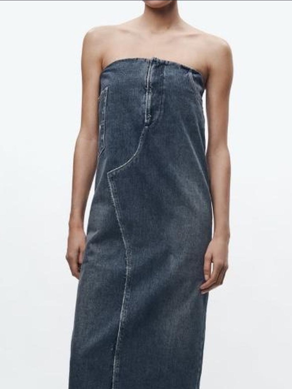 Zara Strapless Dark Denim Tube Dress